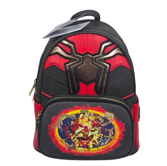 Loungefly Handbags - Loungefly Marvel Spider-Man No Way Home Cosplay Mini Backpack NWT Black Red
